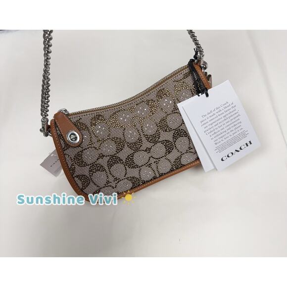 NWT Coach Limited Swinger 20 In Crystal Signature Jacquard Shoulder Bag CW568 - Picture 10 of 16